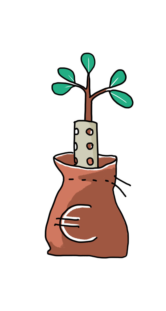 Illustration zum Thema "Förderung" copyright: Miriam Awe